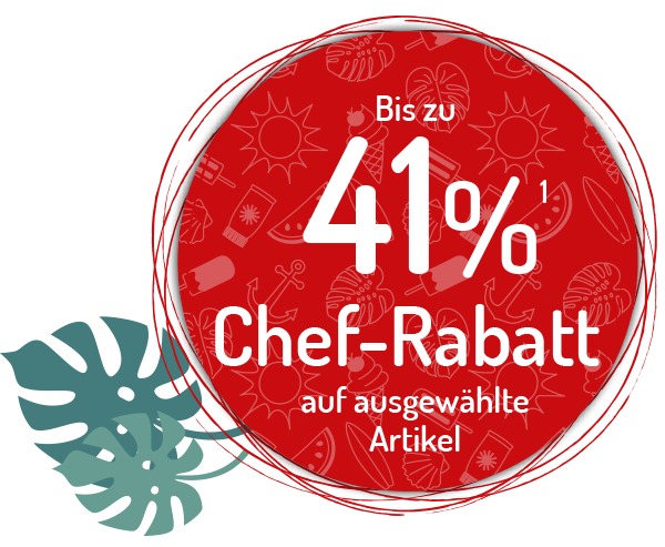 Jetzt bis zu 41% Chef-Rabat auf ausgewählte Artikel sichern!