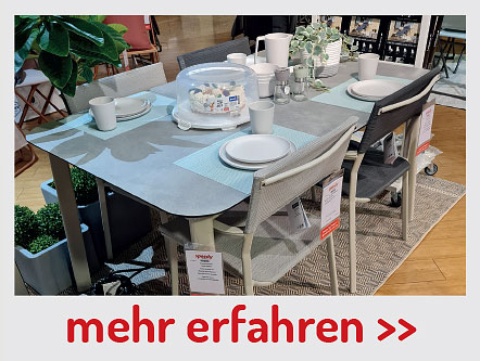 Tisch, Platte Zement, Gestell sand - Stuhl mit Armlehnen, Kieselgrau